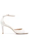Stuart Weitzman Open-toe Beige Sandals With Delicate Ankle Strap In Red