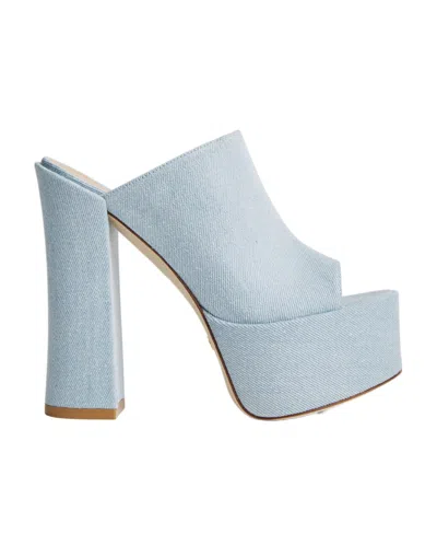 Stuart Weitzman Open Toe Cover Wearing High Heeled Sandals In Blue