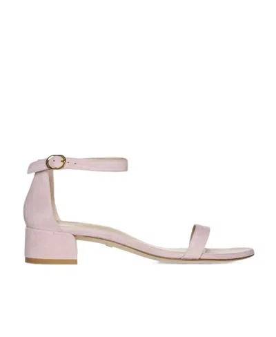 Stuart Weitzman Open-toed Buckle Low-heeled Sandals In Pink