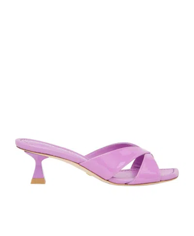 Stuart Weitzman Open-toed Cross-band Slippers In Purple