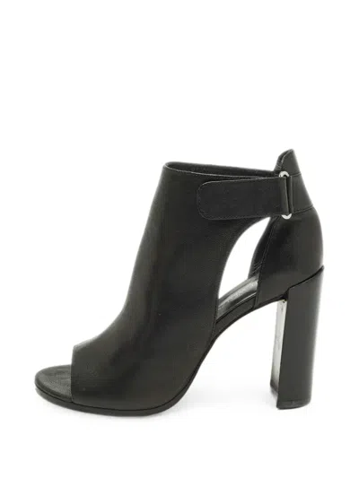 Pre-owned Stuart Weitzman Openhouse Peep-toe Ankle Boots In Black
