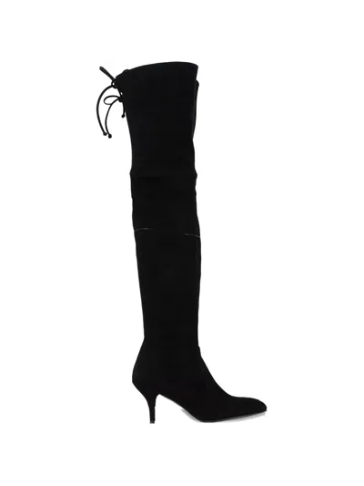 Pre-owned Stuart Weitzman Over-the-knee Suede Boots In Black