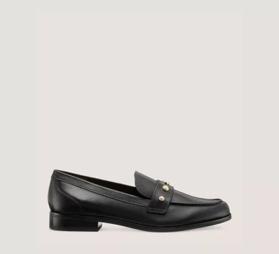 Stuart Weitzman Owen Embellished Leather Loafers In Black
