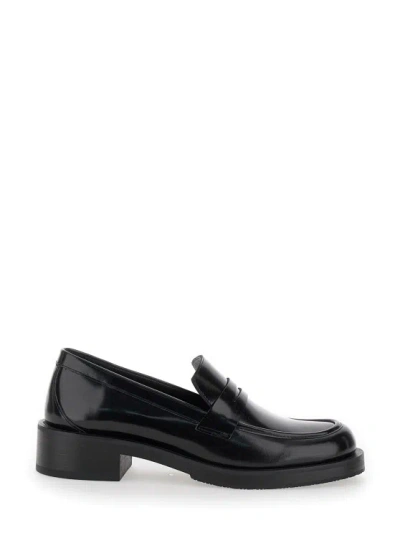 Stuart Weitzman 'palmer' Black Slip-on Loafers In Patent Leather Woman