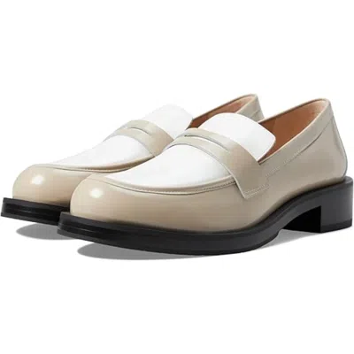 Stuart Weitzman Palmer Bold Loafer Women's Dune White Slip On Shoes Rhs8493 In Gold