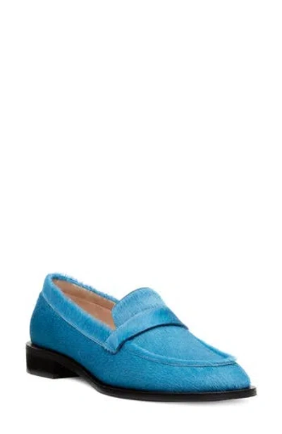 Stuart Weitzman Palmer Sleek Genuine Calf Hair Loafer In Blue