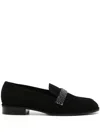 Stuart Weitzman Palmer Sleek Royale Suede Loafers In Black
