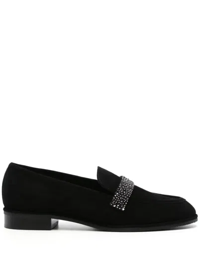 Stuart Weitzman Palmer Sleek Royale Suede Loafers In Black