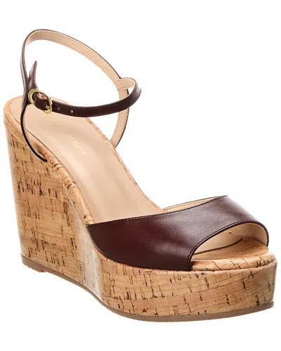 Stuart Weitzman Palmina Leather Wedge Sandal In Brown