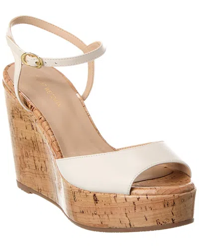 Stuart Weitzman Palmina Leather Wedge Sandal In White