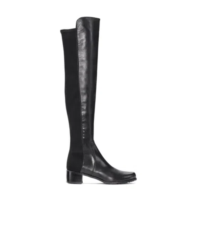 Stuart Weitzman Panelled Almond Toe Boots In Black