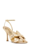 Stuart Weitzman Paradise 100 Flower Metallic Leather Stiletto Sandals In Golden
