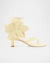 Stuart Weitzman Paradise 50 Flower Leather Kitten Sandals In Lemon Chiffon