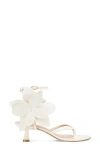 Stuart Weitzman Paradise 50 Flower Leather Kitten Sandals In Cream.
