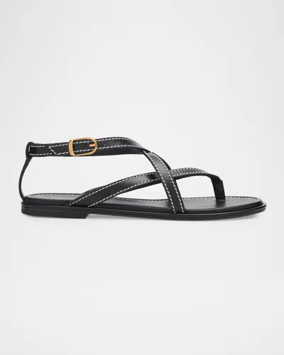 Stuart Weitzman Park Flat Strappy Leather Sandals In Multi