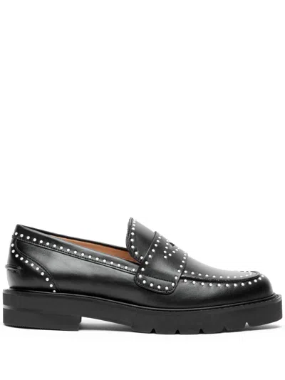 Stuart Weitzman Parker Lift Mini Pearl Loeafers In Black