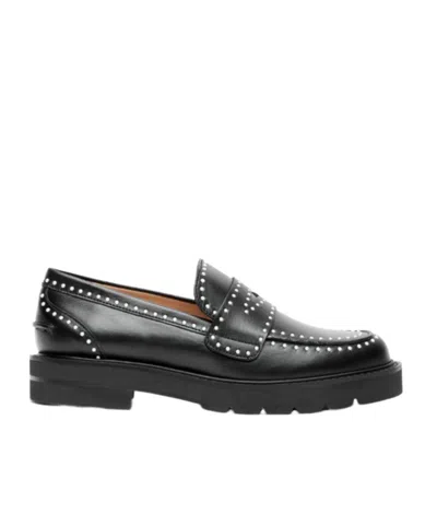Stuart Weitzman Parker Lift Mini Pearl Loeafers In Black