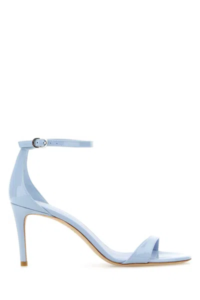 Stuart Weitzman Pastel Light Blue Leather Nudist Ii Sandals In Cielo