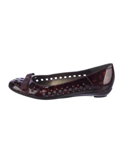 Pre-owned Stuart Weitzman Patent Leather Animal Print Ballet Flats In Multi