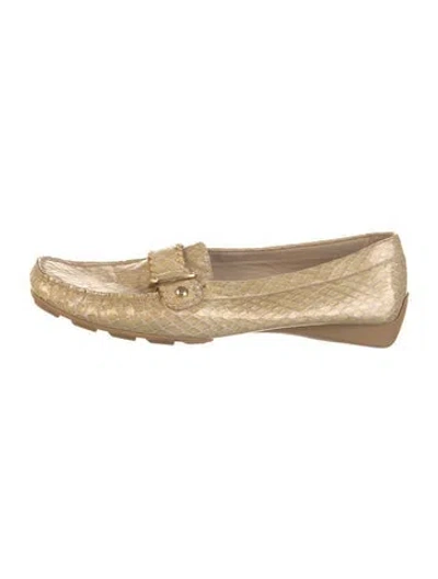 Pre-owned Stuart Weitzman Patent Leather Animal Print Loafers In Neutral