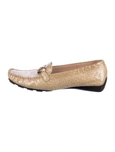 Pre-owned Stuart Weitzman Patent Leather Animal Print Loafers In Neutral