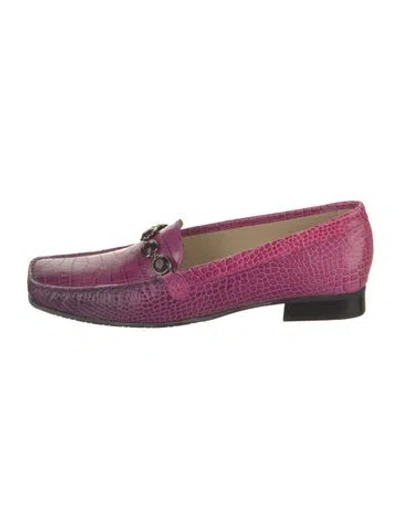 Pre-owned Stuart Weitzman Patent Leather Animal Print Loafers In Pink