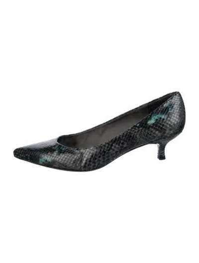 Pre-owned Stuart Weitzman Patent Leather Animal Print Pumps In Blue