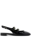 Stuart Weitzman Benni Patent Leather Slingback Flats In Black