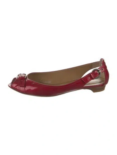 Pre-owned Stuart Weitzman Patent Leather Ballet Flats In Red