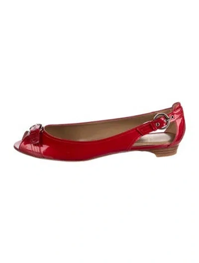 Pre-owned Stuart Weitzman Patent Leather Ballet Flats In Red