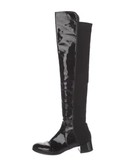 Pre-owned Stuart Weitzman Patent Leather Boots In Black