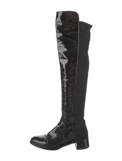Pre-owned Stuart Weitzman Patent Leather Boots In Black
