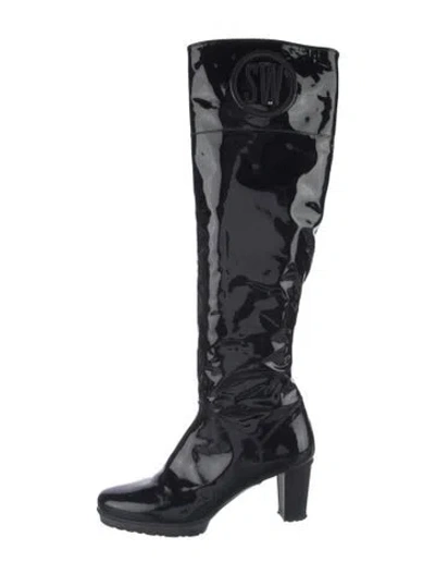 Pre-owned Stuart Weitzman Patent Leather Boots In Black