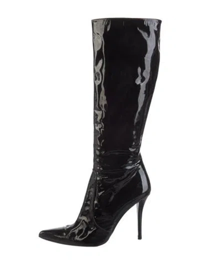 Pre-owned Stuart Weitzman Patent Leather Boots In Black