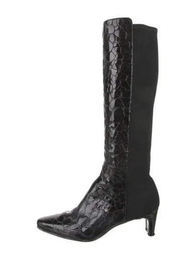 Pre-owned Stuart Weitzman Patent Leather Boots In Black