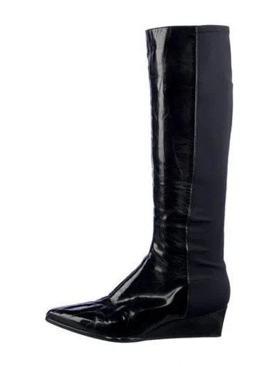 Pre-owned Stuart Weitzman Patent Leather Boots In Black