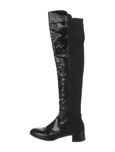 Pre-owned Stuart Weitzman Patent Leather Boots In Black