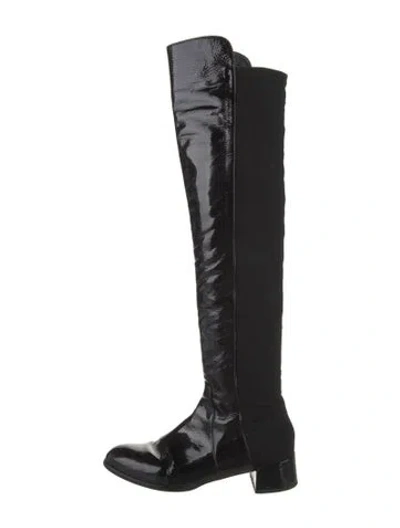 Pre-owned Stuart Weitzman Patent Leather Boots In Black