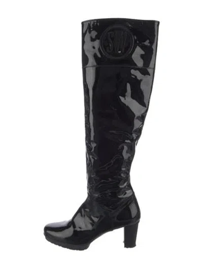 Pre-owned Stuart Weitzman Patent Leather Boots In Black