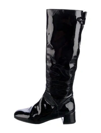 Pre-owned Stuart Weitzman Patent Leather Boots In Black