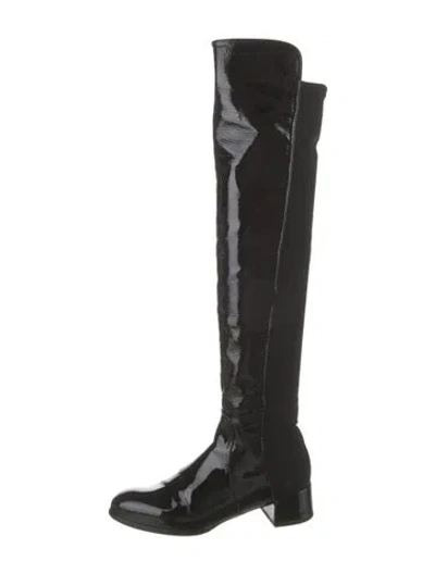 Pre-owned Stuart Weitzman Patent Leather Boots In Black