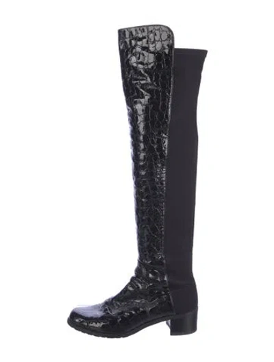Pre-owned Stuart Weitzman Patent Leather Boots In Blue