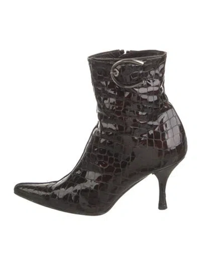 Pre-owned Stuart Weitzman Patent Leather Boots In Brown