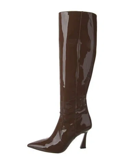 Pre-owned Stuart Weitzman Patent Leather Boots In Brown
