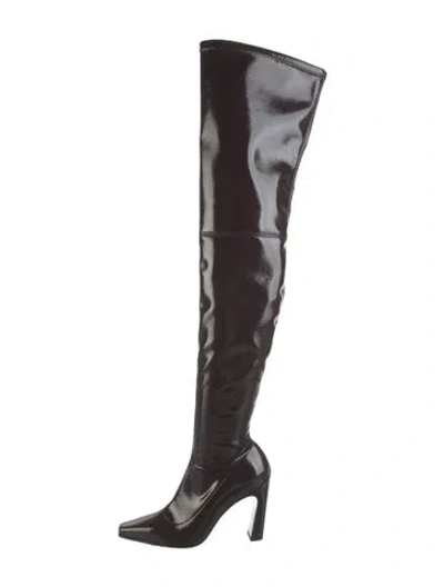 Pre-owned Stuart Weitzman Patent Leather Boots In Brown