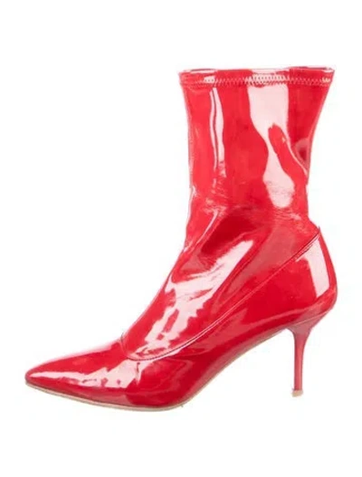 Pre-owned Stuart Weitzman Patent Leather Boots In Red