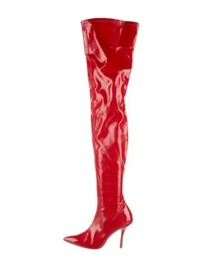Pre-owned Stuart Weitzman Patent Leather Boots In Red
