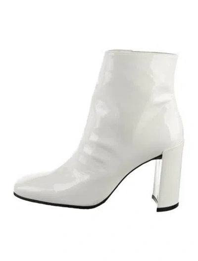 Pre-owned Stuart Weitzman Patent Leather Boots In White
