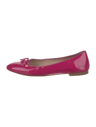 Pre-owned Stuart Weitzman Patent Leather Bow Accents Ballet Flats In Pink