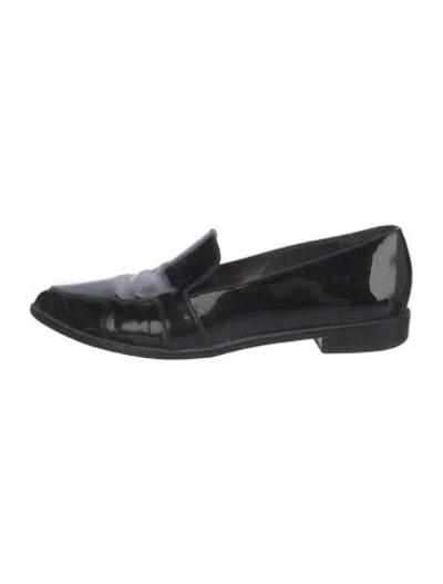 Pre-owned Stuart Weitzman Patent Leather Bow Accents Loafers In Black